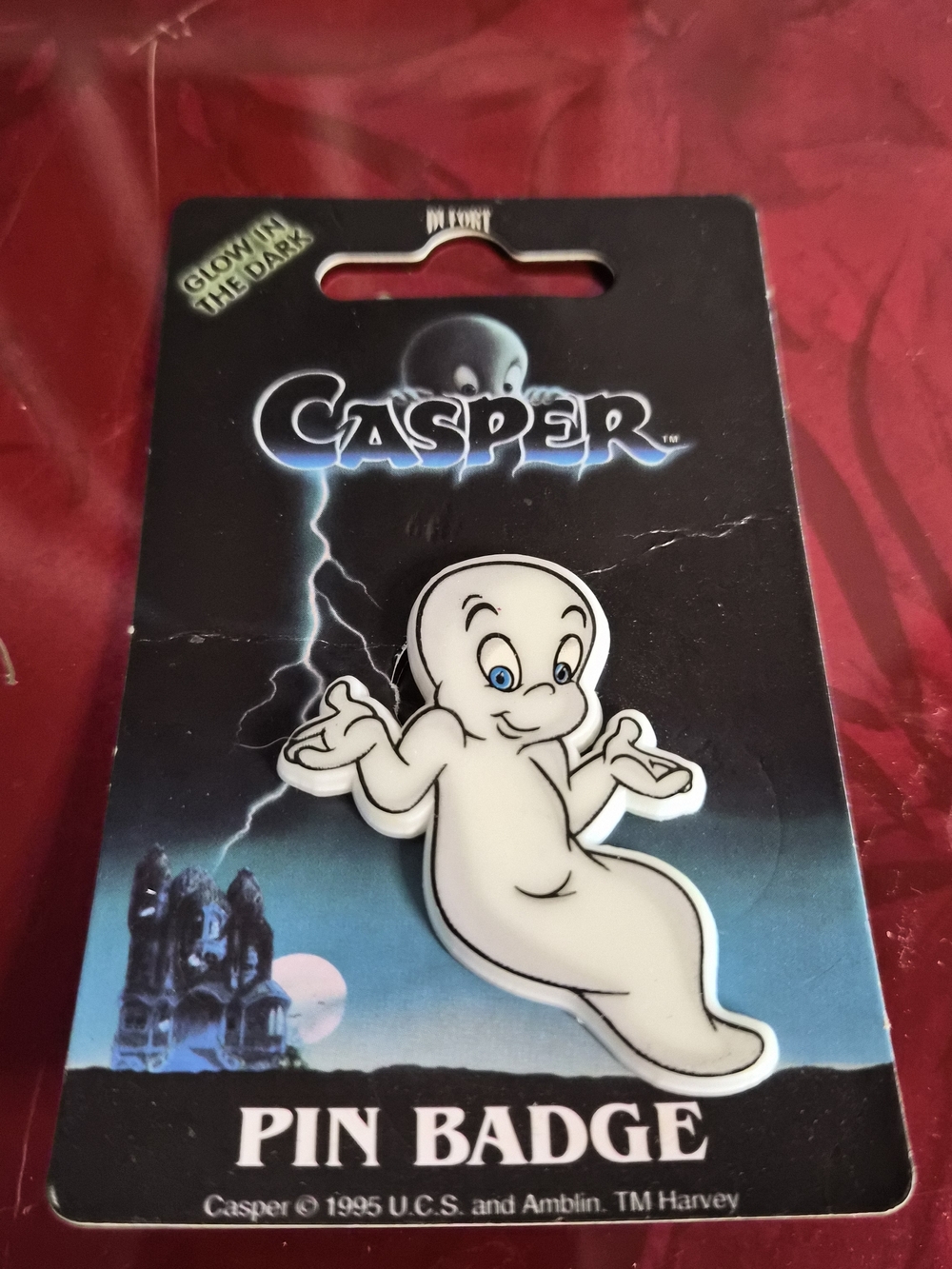 Casper Glow-in-the-Dark Pin Badge - White & Blue